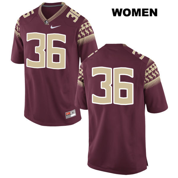 Women's NCAA Nike Florida State Seminoles #36 Eric Johnson College No Name Red Stitched Authentic Football Jersey JTI4269AF